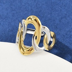 Золотой & Цвет Нержавеющей Стали 304 из нержавеющей стали манжеты кольца, овальные, ионное покрытие (ip), золотые и нержавеющая сталь цвет, 19 мм