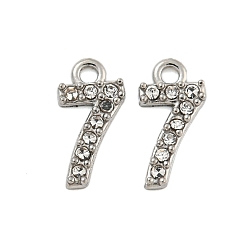 Number 304 подвески из нержавеющей стали, с кристально горный хрусталь, числовые прелести, число, 9x4.5x1 мм, отверстие : 1 мм