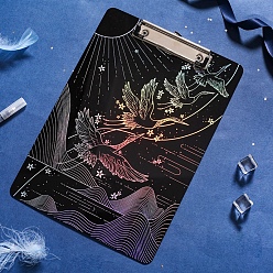 Bird Laser Acrylic Clipboards, Standard Clip Hardboard, for Classroom & Office Use, Black, Bird, 350x220mm