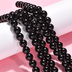 Black Synthetic Black Stone Beads Strands, Dyed, Round, Black, 10mm, Hole: 1mm, about 19pcs/strand, 7.8 inch