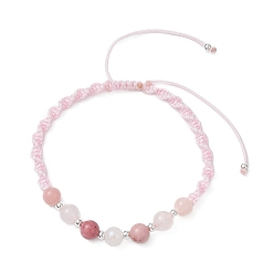 Pink Круглая бусина градиентного цвета из натурального белого лунного камня, натурального розового кварца, натурального розового опала и натурального родонита с нейлоновой нитью, розовые, внутренний диаметр: 2-1/8~3-3/4 дюйм (5.35~9.4 см)