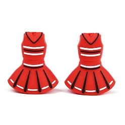 Clothes Силиконовые бусины, фокусные бусы, бейсбольная тематика, красные, юбка, 30.5x26x17 мм, отверстие : 2 мм