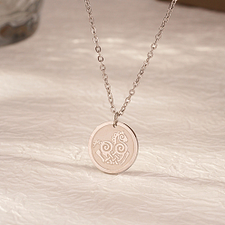 Нержавеющая Сталь Цвет Стильные 304 плоские круглые подвески-карусельки из нержавеющей стали для женщин, повседневная одежда, цвет нержавеющей стали, 17.72 дюйм (45 см)