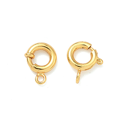 Настоящее золото 24K Латунная застежка пружинного кольца, долговечный, без свинца и без кадмия, стойки покрытие, реальный 24 k позолоченный, 9.5x7.5x2.5 мм, отверстие : 1.2 мм