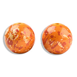 Dark Orange Spray Painted Resin Beads, Round, Dark Orange, 20x19mm, Hole: 2~2.4mm