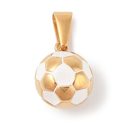 Белый 304 подвески из нержавеющей стали, с эмалью, футбольное очарование, золотые, белые, 17.5x15x15 мм, отверстие : 8.5x5 мм