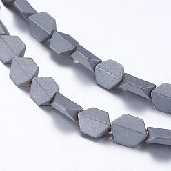 Non-magnetic Hematite Non-magnetic Synthetic Hematite Beads Strands, Polygon, Frosted, 5x4~4.5x2mm, Hole: 1mm, about 82pcs/strand, 15.7 inch(40cm)
