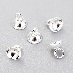 Silver 201 Stainless Steel Bead Cap Pendant Bails, for Globe Glass Bubble Cover Pendants, Silver, 6x6mm, Hole: 2.5mm