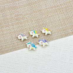 Единорог Бусины из сплава эмали для выпечки, разноцветные, единорог, 13.5x18.5x6.5 мм, отверстие : 1.6 мм, 5 шт / комплект