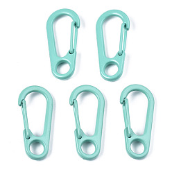 Бирюза Окрашенные распылением пружинные кольца из сплава, защелкивающееся кольцо, без кадмия, без никеля и без свинца, бирюзовые, 31.5x14.5x7 мм, отверстие : 5.5 мм