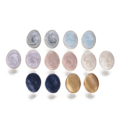 (52) Непрозрачная лаванда Серьги-гвоздики из экологически чистой железной эмали, с петлей, без кадмия, без никеля и без свинца, овальные, золотой свет, разноцветные, 16.5x13 мм, отверстие : 3.5 мм, штифты : 0.8 мм