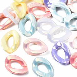(52) Непрозрачная лаванда Окрашен акриловые соединительные кольца, прорезиненный стиль, разъемы для быстрой связи, для изготовления бордюрных цепей, твист, разноцветные, 24x17x5 мм, внутренний диаметр: 13x6.5 мм, Около 720 шт / 500 г