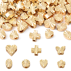 Mixed Shapes 56 шт 7 стили латунные бусины, реальный 18 k позолоченный, разнообразные, 4.5~6x4~6.5x2~3 мм, отверстие : 1.2~1.8 мм, 8 шт / стиль