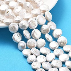 (404) Непрозрачное AB Кислое яблоко Натуральный жемчуг в стиле барокко кеши, культивированный пресноводный жемчуг, плоско-круглые, класс 4а+, цветочный белый, 12~13x4~6 мм, отверстие : 0.6 мм, около 30~31 шт / нитка, 15.16''~15.55'' (38.5~39.5 см)