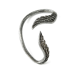 Antique Silver 316 Surgical Stainless Steel Cuff Earrings, Wing, Left, Antique Silver, 55x34mm