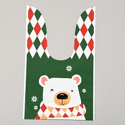 Bear Christmas Theme Plastic Bags,  for Christmas Party Sweets Snack Gift Ornaments, Colorful, 22.6x13.5cm, 50pcs/bag
