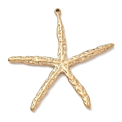 Golden 304 Stainless Steel Big Pendants, Hammered Starfish Charms, Golden, 55x53x3mm, Hole: 1.5mm
