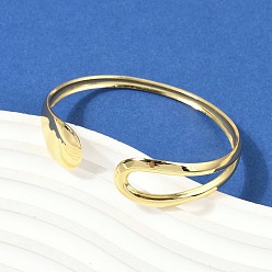 Настоящее золото 18K 304 женские браслеты-манжеты из нержавеющей стали, ионное покрытие (ip), реальный 18 k позолоченный, внутренний диаметр: 2x2-3/8 дюйм (5.1x6.1 см)