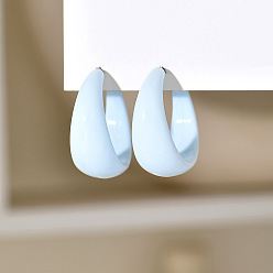 Алиса Синий Акриловые серьги-гвоздики в форме буквы С, с пинами из нержавеющей стали , платина, Алиса Блю, 38x16 мм