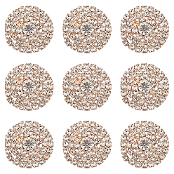 Light Gold 12 Кабошоны из сплава со стразами, плоско-круглые, аксессуары для одежды, золотой свет, 26x6 мм