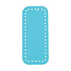 Голубой Прямоугольная длинная нижняя часть сумки из искусственной кожи, для вязания сумки, женские сумки ручной работы поделки аксессуары, голубой, 180x80x4 мм, отверстие : 4.5 мм