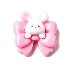 Bowknot Розовый милый кабошон из непрозрачной смолы, бант с кроликом, 23x22x9 мм