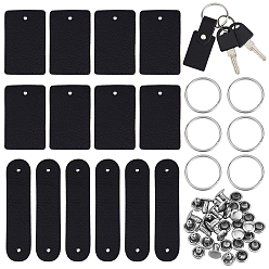 Черный Наборы для самостоятельного изготовления кожаных брелоков, чёрные, 40~65x15~25x1.8 мм, отверстие : 2.5 мм