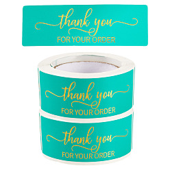 Средний Аквамарин 2 рулоны самоклеящейся бумаги подарочные бирки youstickers, прямоугольник со словом спасибо благодарности наклейки этикетки, для подарков на вечеринку декоративный, красочный, 7.5x2.5x0.009 см, 150шт / рулон