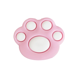 Pink Bear Paw Food Grade Eco-Friendly Silicone Focal Beads, Chewing Beads For Teethers, Pink, 28.5mm