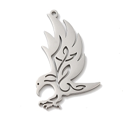 Нержавеющая Сталь Цвет Не тускнеющие 304 подвески из нержавеющей стали, лазерная резка, воронье очарование, цвет нержавеющей стали, 35x22x1 мм, отверстие : 1 мм