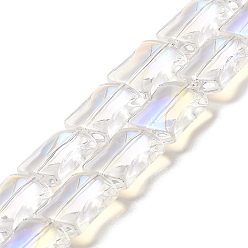 Clear AB Transparent Electroplate Glass Beads Strands, Rainbow Plated, Bamboo Joint, Clear AB, 12x10x5.5mm, Hole: 1mm, about 49pcs/strand, 24.02''(61cm)