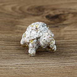 Раковина Смола украшения дома дисплей, с кусочками натуральной скорлупы и золотой фольгой внутри, черепаха, 50x30x27 мм