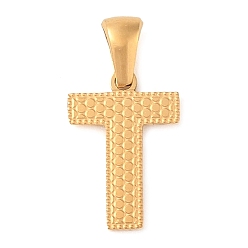 Letter T Вакуумное покрытие pvd 304 подвески из нержавеющей стали, золотые, буквенное очарование, Письмо T, 16.5x11.5x1.5 мм, отверстие : 5x3 мм