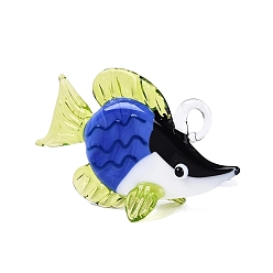 Королевский синий Большие подвески, лэмпворк, ручная работа , рыбы прелести, королевский синий, 32~38x50~60x18~23 мм, отверстие : 4~5.5 мм