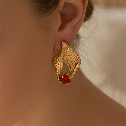 Doré  Boucles d'oreilles puces en acier inoxydable serties de zirconiums cubiques., nuggets, or, 304mm