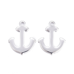 Silbern Silberfarbig 201 Edelstahl Anhänger, Anker, Silberfarbe überzogen, 16x13x1 mm, Bohrung: 1 mm