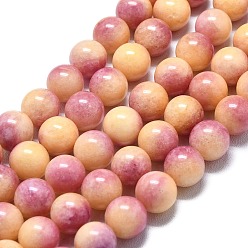Персиковый Слойка Натуральный Malaysia нефритовые бусы пряди, окрашенная и подогревом, круглые, розовые, 11.5~12.5 мм, отверстие : 1.2 мм, около 35 шт / нитка, 14.96 дюйм (38 см)