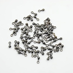 Черный Цвет Металла Талисман из сплава, падение удлинителя цепи, слеза, металлический черный , 7x2.5 мм, отверстие : 1.3 мм