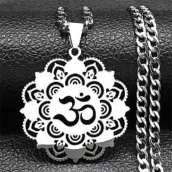 Нержавеющая Сталь Цвет Не тускнеющие 304 ожерелья из нержавеющей стали, ожерелья с подвесками на тему йоги, цвет нержавеющей стали, 23.62 дюйм (60 см)