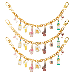 Colorful 3Pcs Oktoberfest Alloy Enamel Bear Pendant Aluminum Bag Decorative Chains, Golden, Colorful, 300mm
