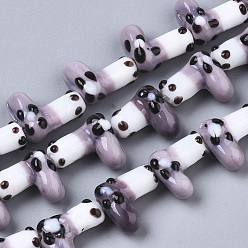 Сливовый Бусы лэмпворк ручной работы, Рождественский чулок, на Рождество, слива, 15~16x14x8~9 мм, отверстие : 1.8 мм, около 30 шт / нитка, 16.93 дюйм (43 см)