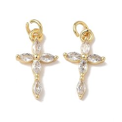 Настоящее золото 18K Латунные микро проложить кубического циркония подвески, с целью перехода в кольце, крестик, без свинца и без кадмия, долговечный, реальный 18 k позолоченный, 17.5x10x2.5 мм, отверстие : 3 мм