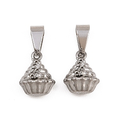 Нержавеющая Сталь Цвет 304 подвески из нержавеющей стали, чашка торт очарование, ионное покрытие (ip), цвет нержавеющей стали, 13x10x8 мм, отверстие : 8x4 мм