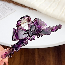 Фиолетовый Заколки для волос с когтями из ацетата целлюлозы (смола), бантом, заколка для волос для женщин и девочек, фиолетовые, 130x54 мм