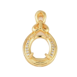 Настоящее золото 18K Кулон из латуни, микропаве, прозрачный кубический цирконий, подвеска, кабошон, слеза, настройки открытой спины, реальный 18 k позолоченный, лоток : 9x8 мм, 25.5x15x9 мм, отверстие : 3.5x2 мм