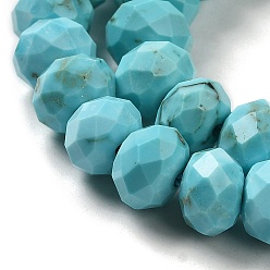 Pale Turquoise Dyed Natural Howlite Beads Strands, Faceted Rondelle, Pale Turquoise, 7.5~8x5.5mm, Hole: 1mm, about 72pcs/strand, 15.31 inch(38.9cm)