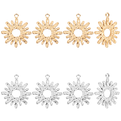 Золотой & Цвет Нержавеющей Стали 8шт 2 стили 304 подвески из нержавеющей стали, цветок, золотые и нержавеющая сталь цвет, 14.5x12.5x1 мм, отверстие : 1.2 мм, 4 шт / стиль