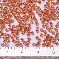 (RR1008) Silverlined Orange AB MIYUKI Round Rocailles Beads, Japanese Seed Beads, 11/0, (RR1008) Silverlined Orange AB, 2x1.3mm, Hole: 0.8mm, about 50000pcs/pound