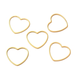 Золотой 201 нержавеющей стали связывающий кольца, сердце, золотые, 18x19.5x1 мм