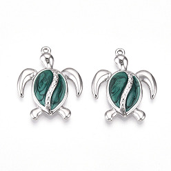 Нержавеющая Сталь Цвет 304 подвески из нержавеющей стали, с эмалью, прелести черепахи, цвет нержавеющей стали, 30x24x4 мм, отверстие : 1.5 мм